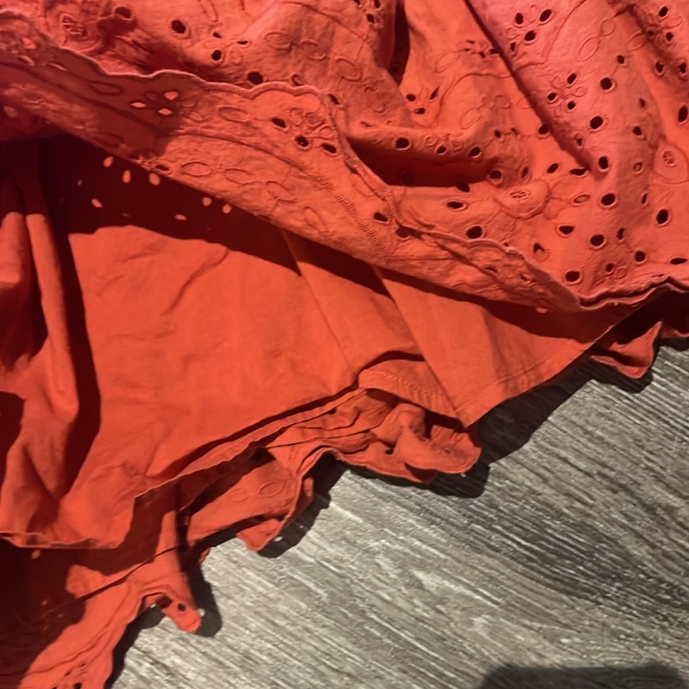 LOFT orange eyelet cotton dress, sz medium - Picture 4 of 5